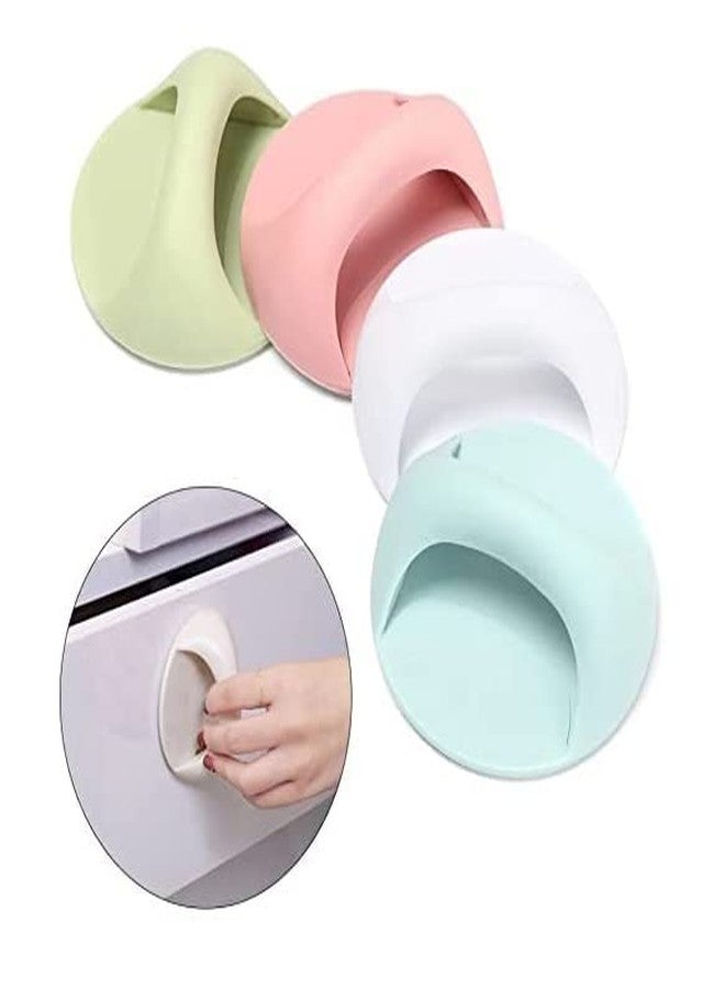 PERLMAN Self Adhesive Peel and Stick Plastic Handles Pull knob for Sliding Door, Drawer, Window, Commode and Cupboard Cabinet (Pack of 4) - Image 1
