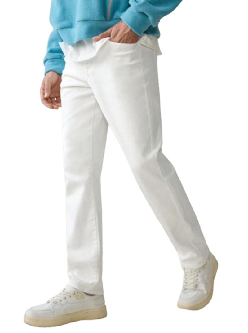 Ben Martin Men's Smart Fit Stretchable Jeans || White Mid-Rise Denim Pants with Whisker Wash || Premium Casual Wear Jean for Men || 5 Pocket Jean's for Men's – Size 36 (1) - Image 1