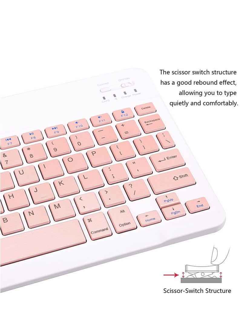 GULFLINK Wireless Bluetooth Rechargeable Keyboard, Multi-Device Universal Bluetooth Keyboard, Portable Keyboard, Suitable for iOS Android, Windows iPad, Tablets MacBook (Pink)  - Image 3