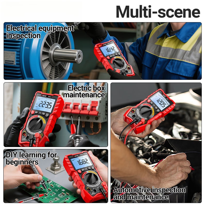 2-in-1 Multimeter Red: Insulation Resistance Tester With 0.001MΩ–20GΩ Range - PI DAR Functions Backlit LCD Rechargeable Lithium Batteries for Automotive HVAC Industrial Electrical Testing - Image 3