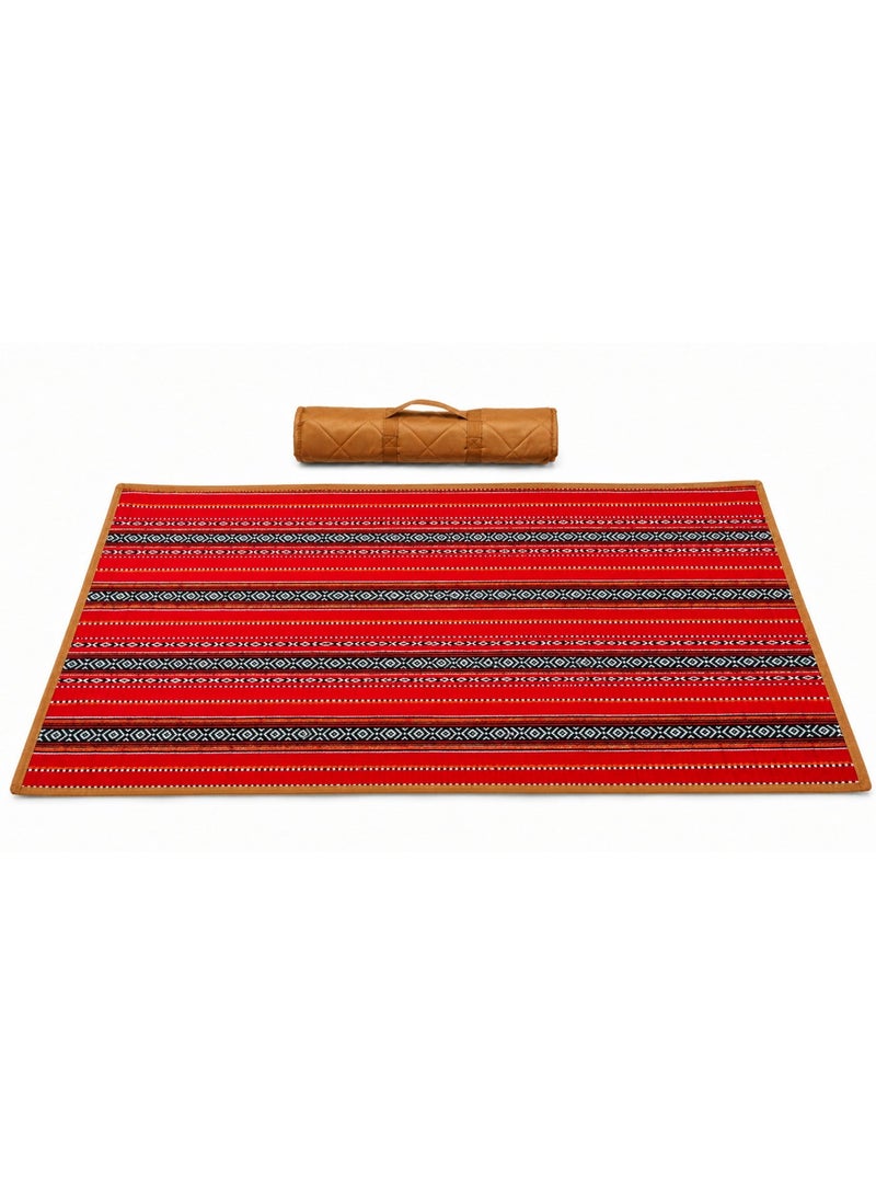 GO2CAMPS Traditional Arabic Sadu Camping Mat [ 75 x 200 CM ] Waterproof and Cusioned with Soft Fabric Material, Arabian Majlis Floor Mat & Picnic Rug, Authentic Bedouin Al Sadu weaving, Traditional Sadu Design Outdoor Seating Carpet, Soft Cushioned Portable Roll-Up Mat for Camping, Desert Trips, Family Gatherings, Majlis & Picnics - Image 4