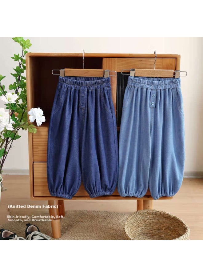 Luson Little O Dad Baby Toddler Boys And Girls Jogger Denim Pants  Autumn New Baby Knit Casual Jeans - Image 1