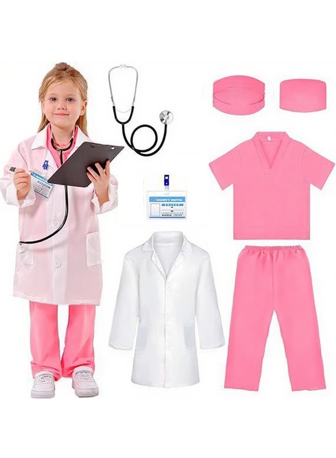 Halamodo 7-Piece Kids Doctor Costume Set - Medical Uniform with Lab Coat, Pretend Play Doctor Kit for Boys & Girls Ages 3-8, Includes Stethoscope & Medical Accessories - for Halloween, Birthday Parties & Role-Play - Image 3