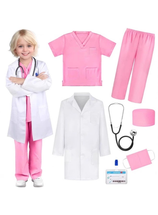 Halamodo 7-Piece Kids Doctor Costume Set - Medical Uniform with Lab Coat, Pretend Play Doctor Kit for Boys & Girls Ages 3-8, Includes Stethoscope & Medical Accessories - for Halloween, Birthday Parties & Role-Play - Image 1
