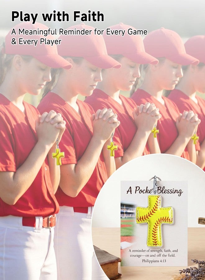 ZEARPT Softball Pocket Cross with Verse Card, Acrylic Christian Encouragement Gift for Softball Players Girls Teens Coaches Team Members, Faith Reminder for Game Day Team Gifts Athlete Keepsake - Image 3