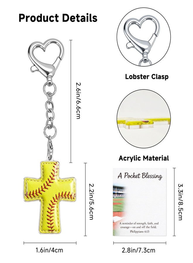 ZEARPT Softball Pocket Cross with Verse Card, Acrylic Christian Encouragement Gift for Softball Players Girls Teens Coaches Team Members, Faith Reminder for Game Day Team Gifts Athlete Keepsake - Image 2