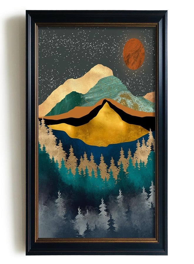 YUMKNOW Boho Mountain Wall Decor - Unframed 16x20, Bedroom Pictures, Abstract Office Gifts, Posters for Room Aesthetic, Teal Bathroom Decorations, Mid Century Modern Nature Wall Art for Living Room, - Image 1