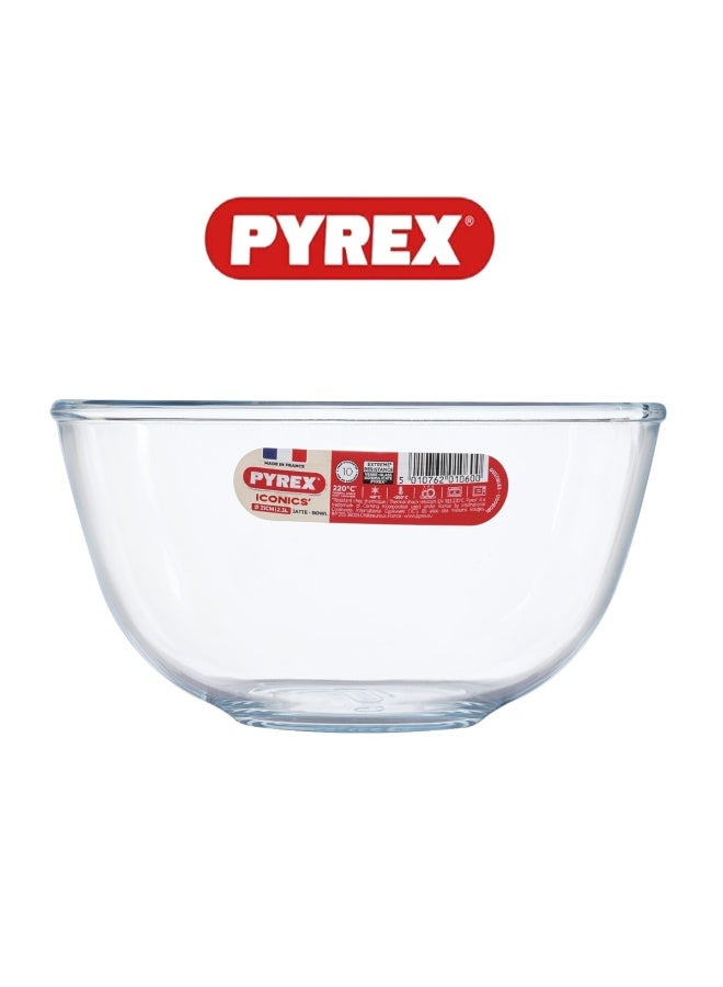 Pyrex Glass Mixing Bowl 2L , Borosilicate Heat Resistant, Microwave, Oven, Fridge & Freezer Safe, Stackable Space-Saving Kitchen Bowl for Mixing, Serving & Storage Clear 2cm - Image 1