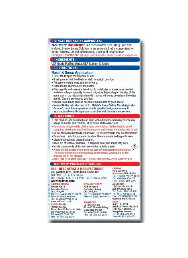 NeilMed - Neil Med Nasa Drops Saline Vials, 15 Single-Use Ampoules, 0.5 Fl Oz - Image 1