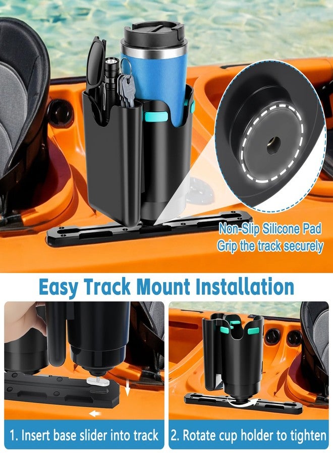 ANGAR 2-in-1 Kayak Cup Holder, Upgraded Anti-Tipping Drink & Phone Holder with 4 Built-in Silicone Pad, Kayak Rail Track Mount Install, Kayaks Boats Fishing Accessories (Black) - Image 5