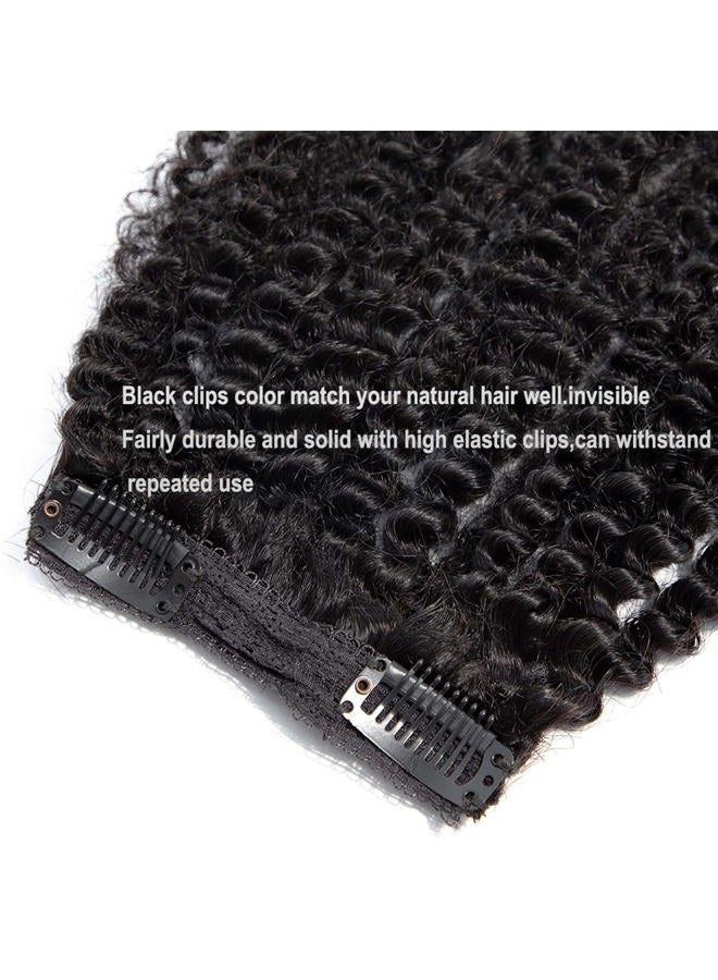 YOOONXI Kinky Curly Clip in Hair Extensions Real Human Hair 3C 4A Human Hair Clip in Extensions Double Weft Afro Kinky Curly Clip ins for Black Women Natural Color 7pcs 100g/Set 12Inch - Image 5