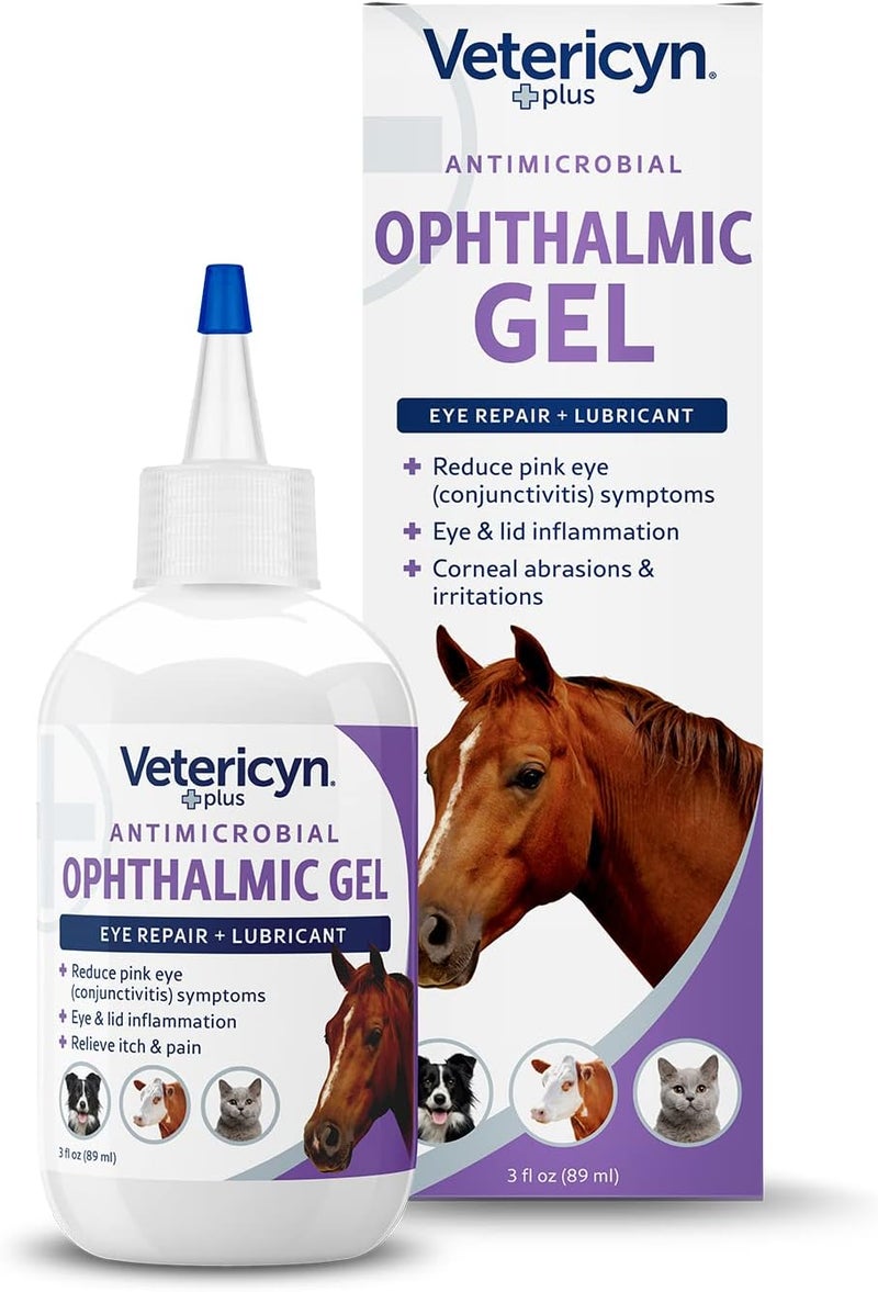 Vetericyn Plus Ophthalmic Eye Gel for Horses | Eye Ointment Alternative to Lubricate and Relieve Horse Eye Irritations, Safe for All Animals. 3 ounces - Image 1