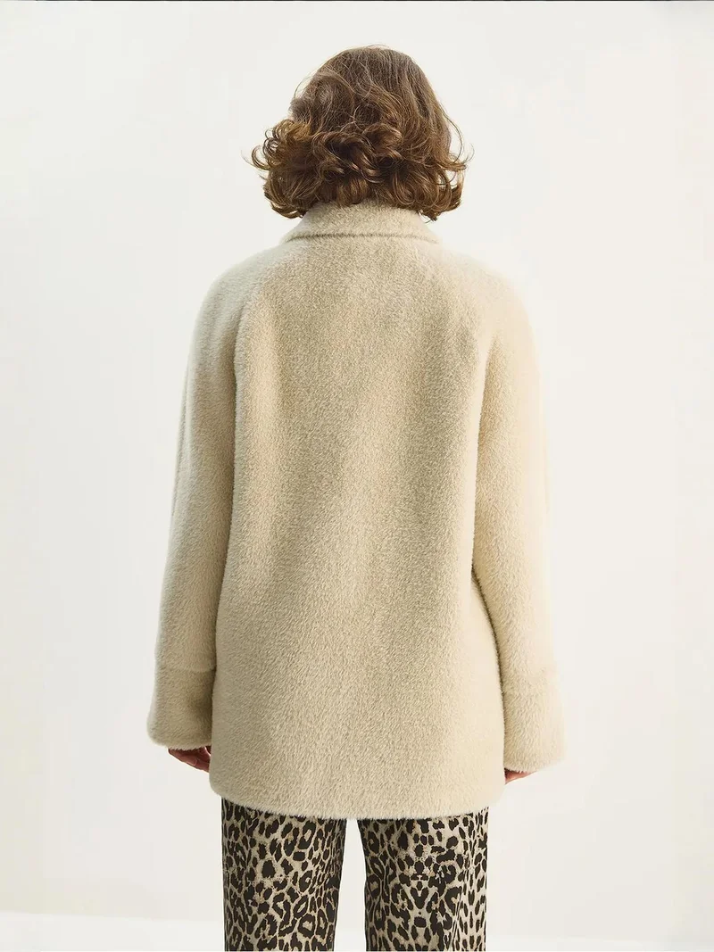 Bianco Lucci LUCCI Oversized Textured Plush Jacket