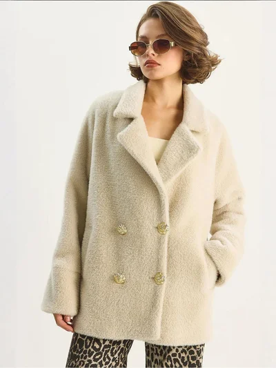 Bianco Lucci LUCCI Oversized Textured Plush Jacket