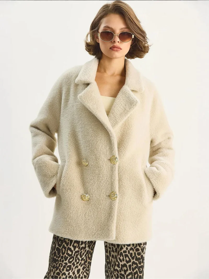 Bianco Lucci LUCCI Oversized Textured Plush Jacket