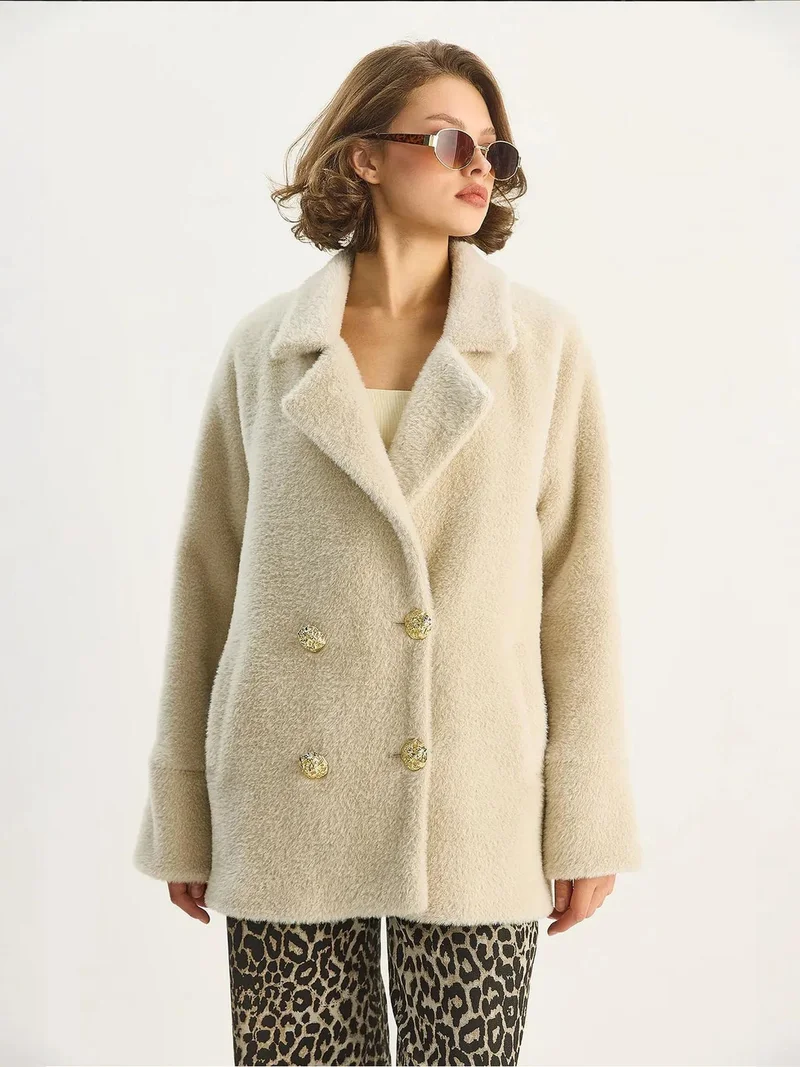 Bianco Lucci LUCCI Oversized Textured Plush Jacket