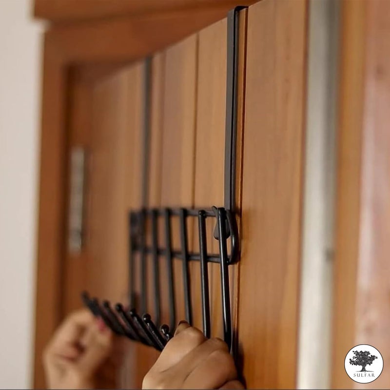 Sulfar Steel Over The Door Hook Hanger, Hanging Organizer Rack with No Hole Drilling Required for Bedroom, Bathroom & Kitchen Doors of Shirts, Belts, Towels - Image 3