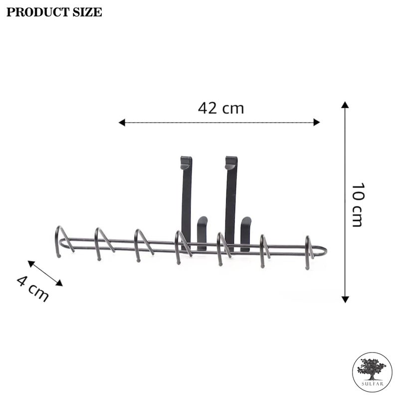 Sulfar Steel Over The Door Hook Hanger, Hanging Organizer Rack with No Hole Drilling Required for Bedroom, Bathroom & Kitchen Doors of Shirts, Belts, Towels - Image 2