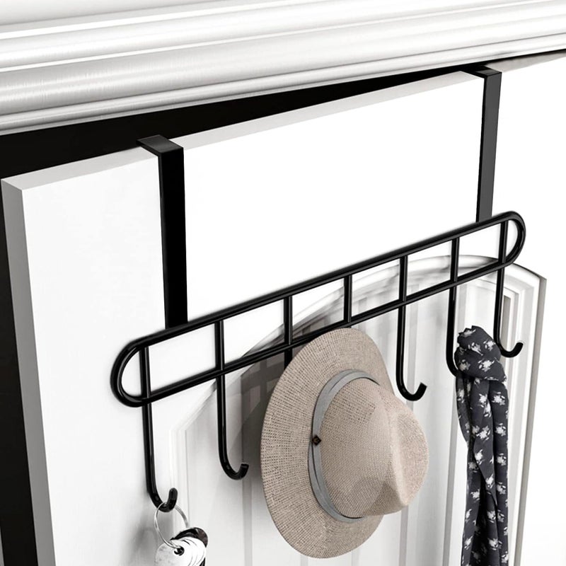 Sulfar Steel Over The Door Hook Hanger, Hanging Organizer Rack with No Hole Drilling Required for Bedroom, Bathroom & Kitchen Doors of Shirts, Belts, Towels - Image 1