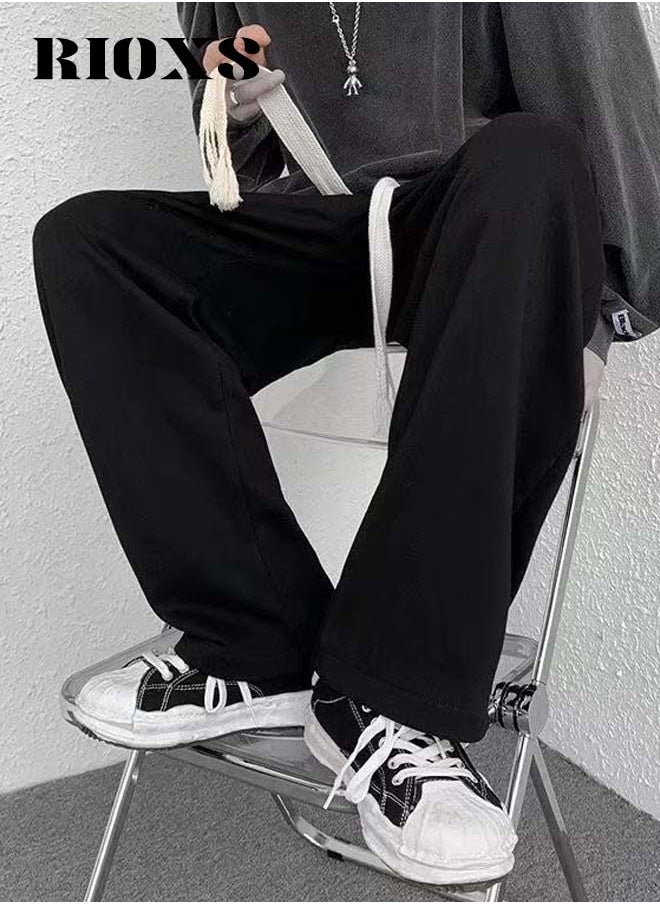 RIOXS Men's Classic Sports Sweatpants, Elastic Waist Drawstring Casual Trousers, Comfortable Lounge Jogger with Side Pockets, Athletic Drawstring Open Bottom Pants, Suitable for Leisure and Outdoor Activities  - Image 1