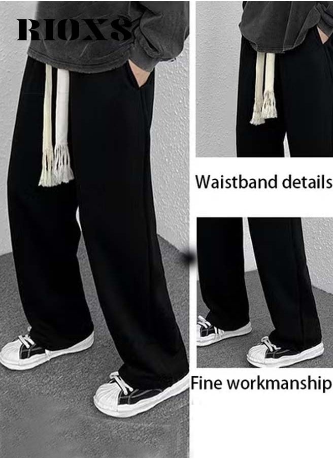RIOXS Men's Classic Sports Sweatpants, Elastic Waist Drawstring Casual Trousers, Comfortable Lounge Jogger with Side Pockets, Athletic Drawstring Open Bottom Pants, Suitable for Leisure and Outdoor Activities  - Image 3