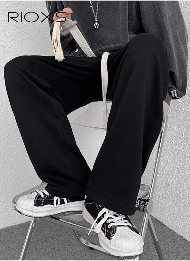 RIOXS Men's Classic Sports Sweatpants, Elastic Waist Drawstring Casual Trousers, Comfortable Lounge Jogger with Side Pockets, Athletic Drawstring Open Bottom Pants, Suitable for Leisure and Outdoor Activities  - Image 1