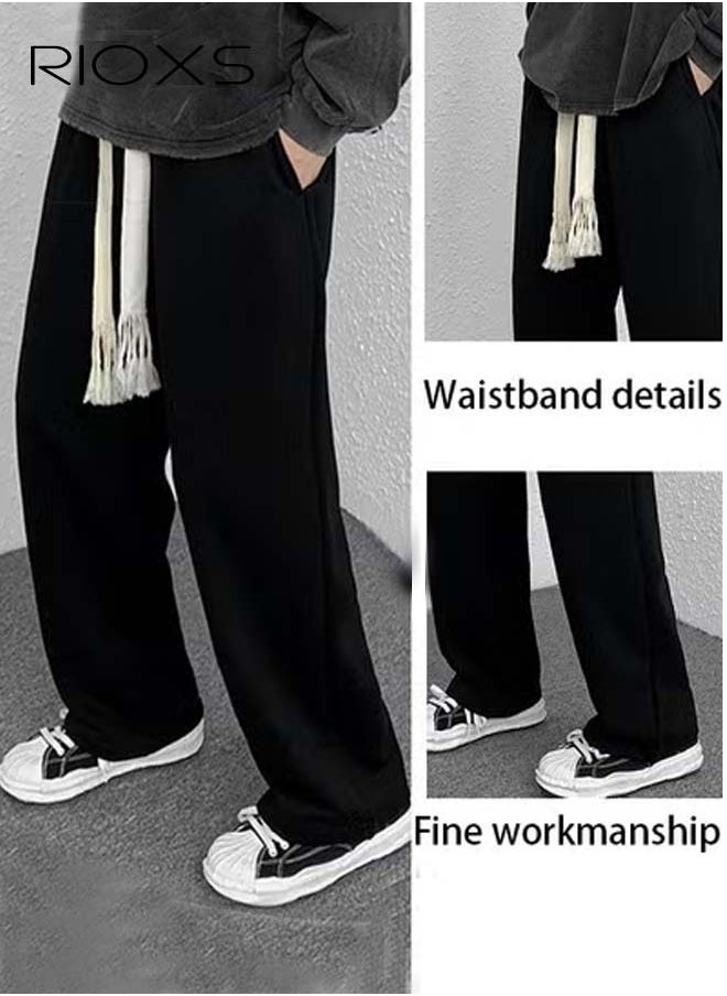 RIOXS Men's Classic Sports Sweatpants, Elastic Waist Drawstring Casual Trousers, Comfortable Lounge Jogger with Side Pockets, Athletic Drawstring Open Bottom Pants, Suitable for Leisure and Outdoor Activities  - Image 3
