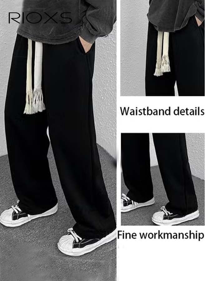 RIOXS Men's Classic Sports Sweatpants, Elastic Waist Drawstring Casual Trousers, Comfortable Lounge Jogger with Side Pockets, Athletic Drawstring Open Bottom Pants, Suitable for Leisure and Outdoor Activities, Gym Ready Sweatpants, Quick-Dry Workout Pants, Wrinkle-Resistant Casual Wear, Athletic Fit Joggers  - Image 4