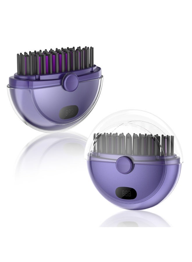Mini Cordless Hair Straightener Comb, Portable Rechargeable Heated Hair Brush with LCD Display, 3 Heat Levels, Anti-Scald Teeth Hair Straightening Brush for Smooth Frizz-Free Hair, Lightweight & Mini Carry For Travel & Daily Use - Image 1