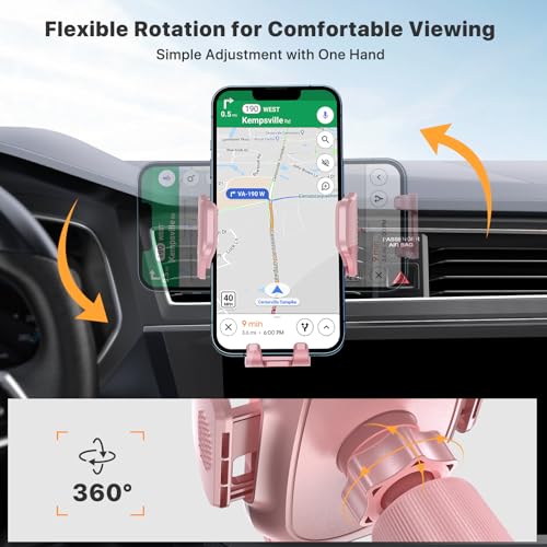 Miracase Phone Holders for Your Car with Metal Hook Clip, Cell Phone Mounts Air Vent Cell Phone Stand Car Mount, Universal Automobile Cradle Fit for iPhone Android and All Smartphones (Pink) - Image 4