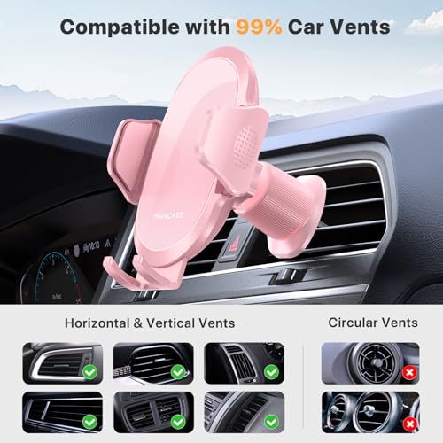 Miracase Phone Holders for Your Car with Metal Hook Clip, Cell Phone Mounts Air Vent Cell Phone Stand Car Mount, Universal Automobile Cradle Fit for iPhone Android and All Smartphones (Pink) - Image 5