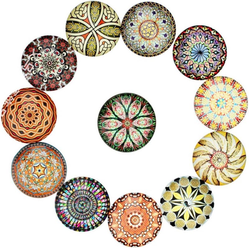 comfrt 20pcs Glass Dome Cabochons Half Round Flat Backs Mosaic Printed Glass Cabochons for DIY Jewelry Making 20mm Mixed Color - Image 5