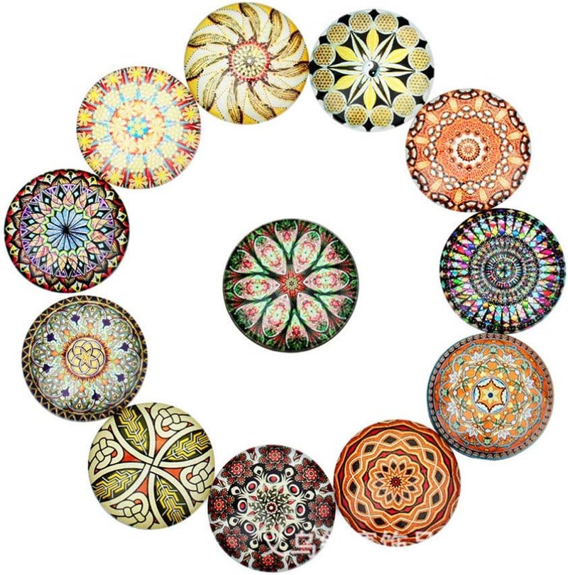comfrt 20pcs Glass Dome Cabochons Half Round Flat Backs Mosaic Printed Glass Cabochons for DIY Jewelry Making 20mm Mixed Color - Image 1