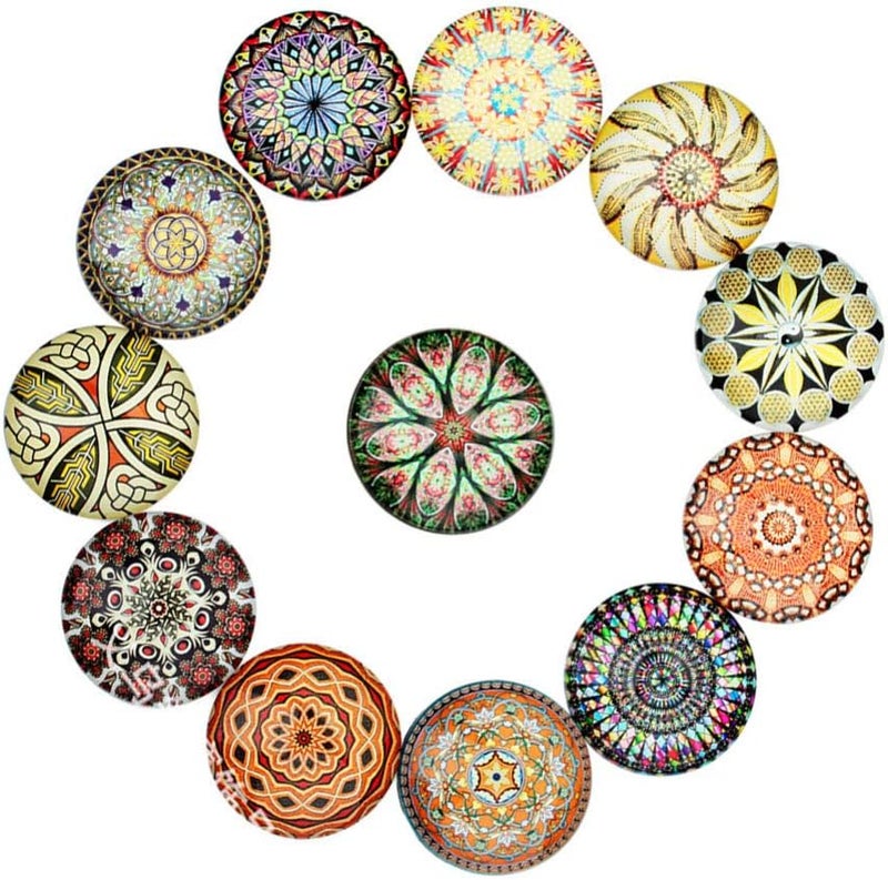 comfrt 20pcs Glass Dome Cabochons Half Round Flat Backs Mosaic Printed Glass Cabochons for DIY Jewelry Making 20mm Mixed Color - Image 3