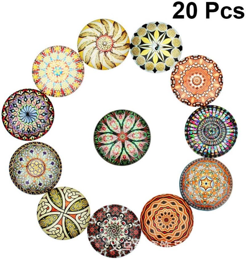 comfrt 20pcs Glass Dome Cabochons Half Round Flat Backs Mosaic Printed Glass Cabochons for DIY Jewelry Making 20mm Mixed Color - Image 2