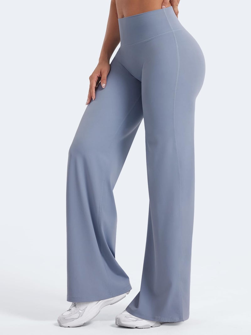 VOYJOY Straight Leggings Bottoms Wide Leg Pants for Women 29"/ 31.5"/33"/35" High Waist Stretch Casual Sweatpants - Image 4