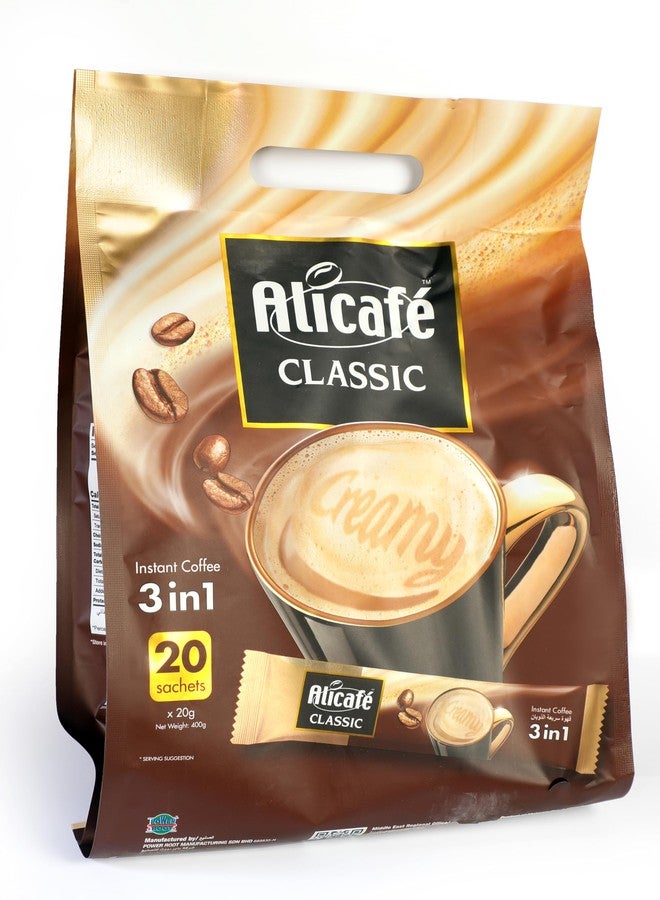 Alicafe Classic Coffee- Instant Coffee 3 In 1 (Ground Coffee Premix) 400Gm (20Gm Sachets X 20) - Image 1