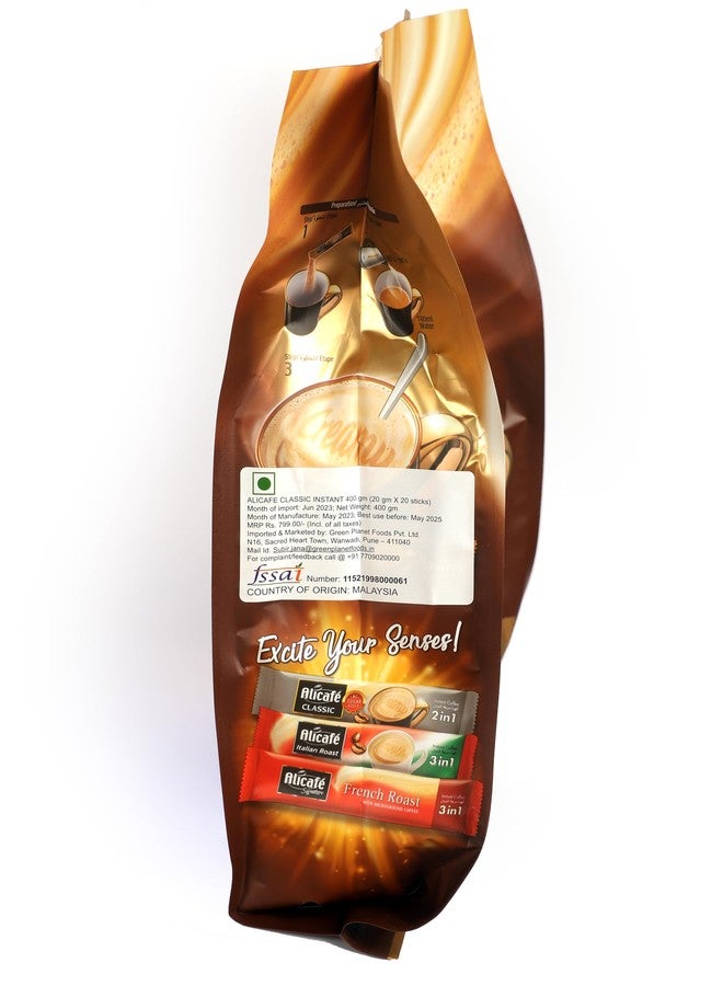 Alicafe Classic Coffee- Instant Coffee 3 In 1 (Ground Coffee Premix) 400Gm (20Gm Sachets X 20) - Image 3