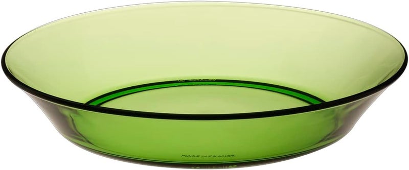 Duralex Lily Collection  Green Glass Soup Plate 195 cm  Set of 6  Heavy Duty Glass  Dishwasher Safe  Made in France