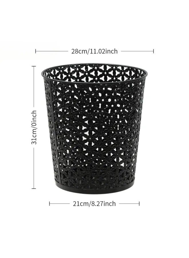 Light Luxury Hollow Metal Trash Can, Thickened Electroplated Iron Waste Bin, Open Top Decorative Waste Basket For Bedroom Office Kitchen Hotel - Image 3