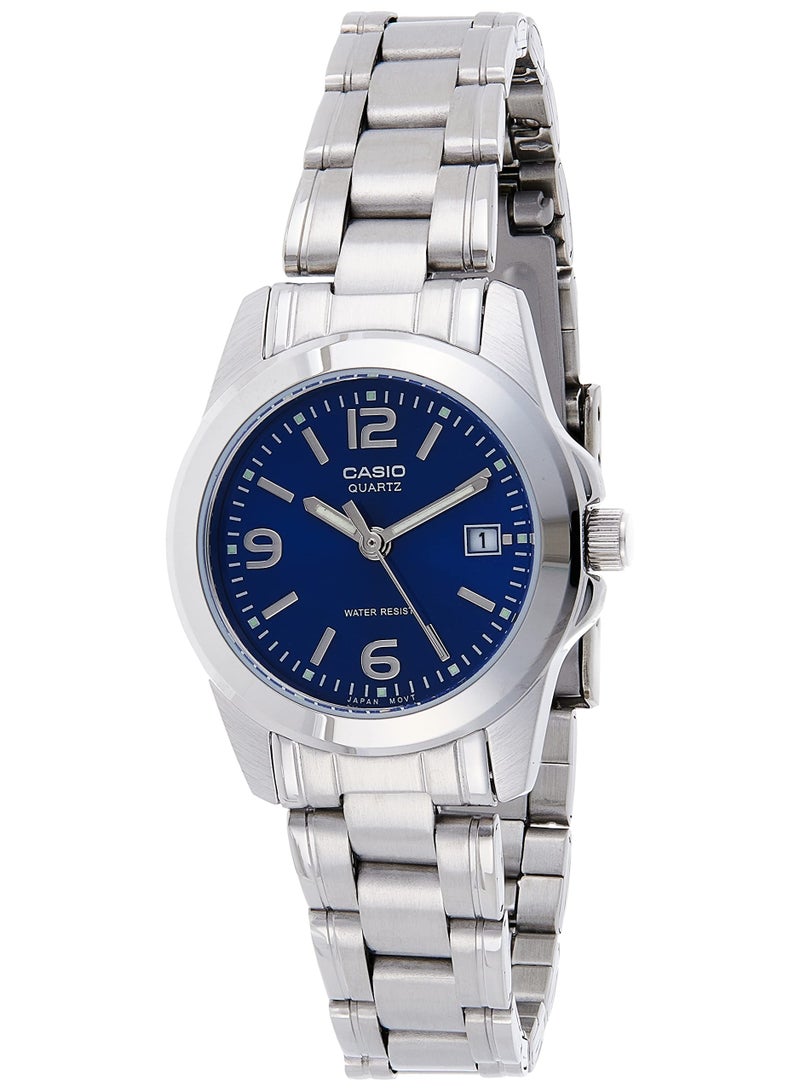 Casio Analog LTP-1215A-2A2DF Blue Dial Stainless Steel Women's Watch - Image 1