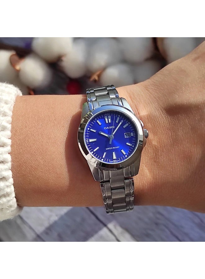 Casio Analog LTP-1215A-2A2DF Blue Dial Stainless Steel Women's Watch - Image 3