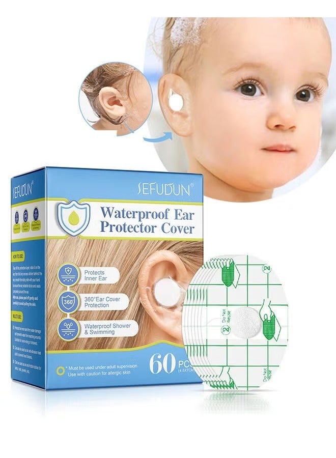 Sefudun Waterproof Ear Protector Cover 60 Pcs, Disposable Waterproof Ear Protectors for Bath and Swinming, Soft Cotton Ear Covers for Ear Protection from Water, Waterproof Ear Covers - Image 1