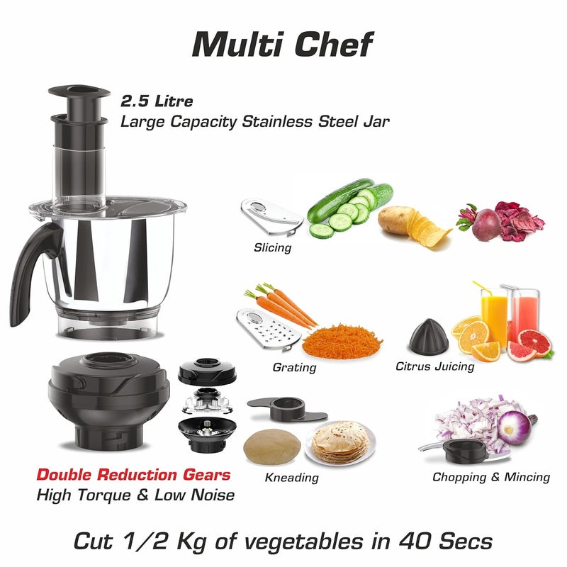 VIDIEM Vidiem Tusker Nero 750 WONL 750 W Juicer Mixer Grinder 5 Jars Black  - Image 2