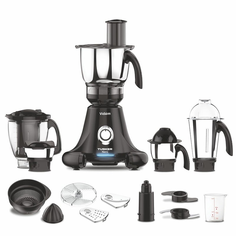 VIDIEM Vidiem Tusker Nero 750 WONL 750 W Juicer Mixer Grinder 5 Jars Black  - Image 1