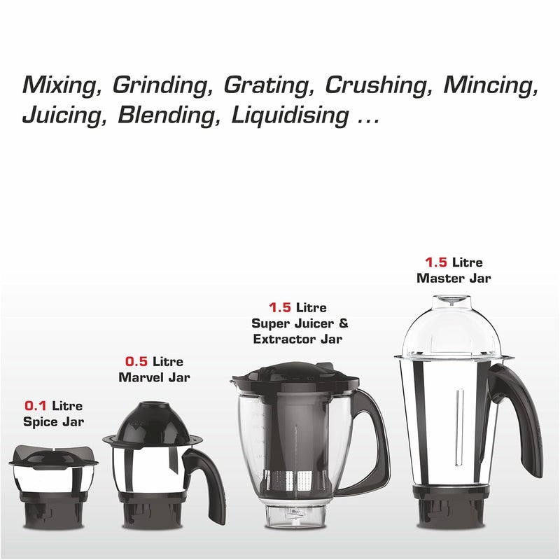 VIDIEM Vidiem Tusker Nero 750 WONL 750 W Juicer Mixer Grinder 5 Jars Black  - Image 3