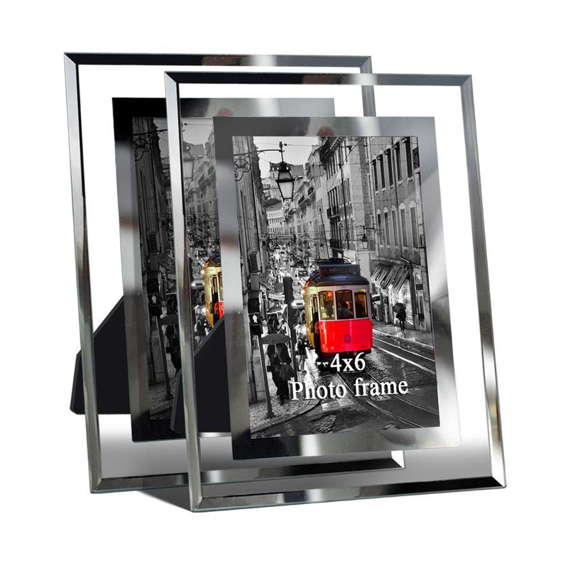 Giftgarden 4x6 Picture Frame Glass Modern 4 by 6 Photo Frames Friends Gifts for Tabletop Display, 2 Pack - Image 1