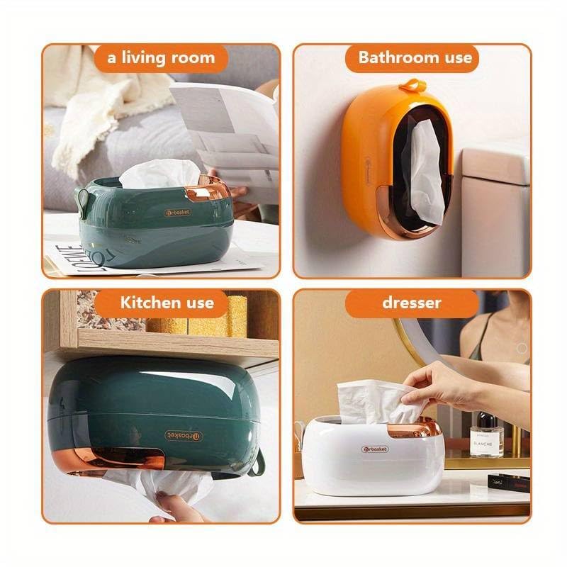 KRLZ Wall Mounted Tissue Holder, Tissue Box, Facial Tissue Case,Toilet Paper Holders,Tissue Holder with Cover for Bathroom, Bedroom, Dinner Table, Office.(White) - Image 5