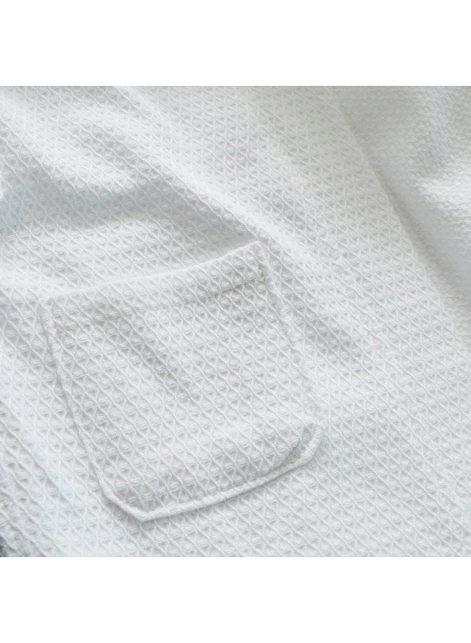 KISBINI 100% Cotton Long Hooded Robes Bathrobe for Kids Children White 8-9T - Image 4