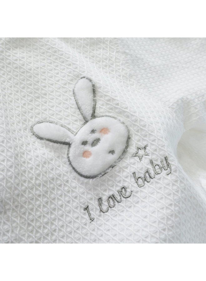 KISBINI 100% Cotton Long Hooded Robes Bathrobe for Kids Children White 8-9T - Image 3